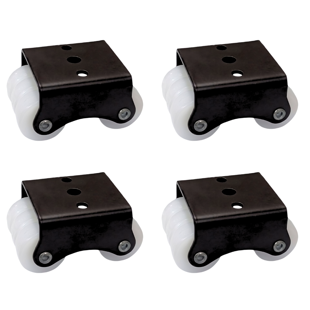 Impex Fix Type Six Wheel Caster for Furniture – Heavy Duty Fixed Wheels with 3 Hole Mounting Bracket (Pack of 4) - IMPEXMART