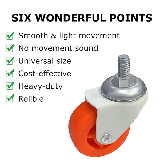 IMPEX 2" IMPEX Caster Single Wheel Thread Type for Chairs (Pack of 4) Swivel Furniture Caster (Pack of4) - IMPEXMART