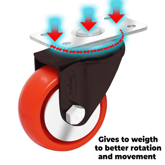 IMPEX 2-Inch Heavy Duty Single Wheel Caster Plate Revolving Type – 360° Rotation | 50mm Top Plate | Set of 4 | For Chairs, Trolleys & Furniture - IMPEXMART