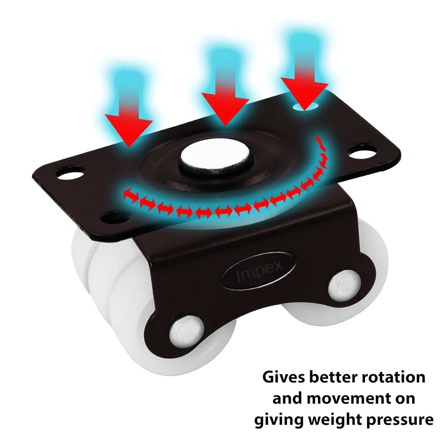 IMPEX STAR ECO Six Wheel Caster Revolving Type | Load Capacity 200KG | Pack of 4 Caster Wheels Heavy Duty Sixers - IMPEXMART