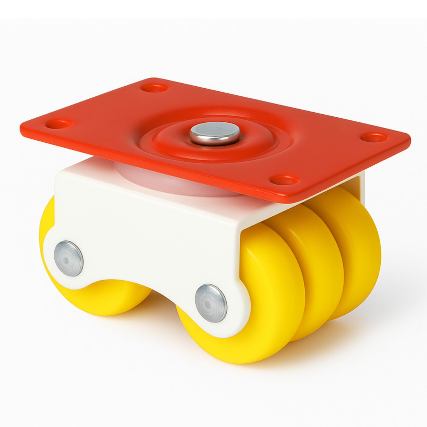 Suraksha Six Wheel Caster Revolving - Pack of 4 | Yellow + Red | Load Capacity 300KG | Six Wheel Caster - IMPEXMART