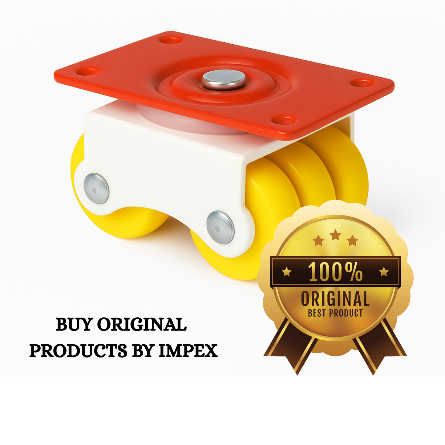 Suraksha Six Wheel Caster Revolving - Pack of 4 | Yellow + Red | Load Capacity 300KG | Six Wheel Caster - IMPEXMART