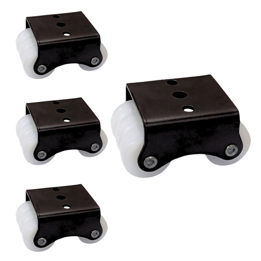 Impex Fix Type Six Wheel Caster for Furniture – Heavy Duty Fixed Wheels with 3 Hole Mounting Bracket (Pack of 4) - IMPEXMART