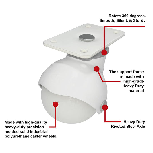 IMPEX - Royal Plate Type all Caster | Load Capacity 300KG | Set of 4 Ball Casters | Revolving Type - IMPEXMART