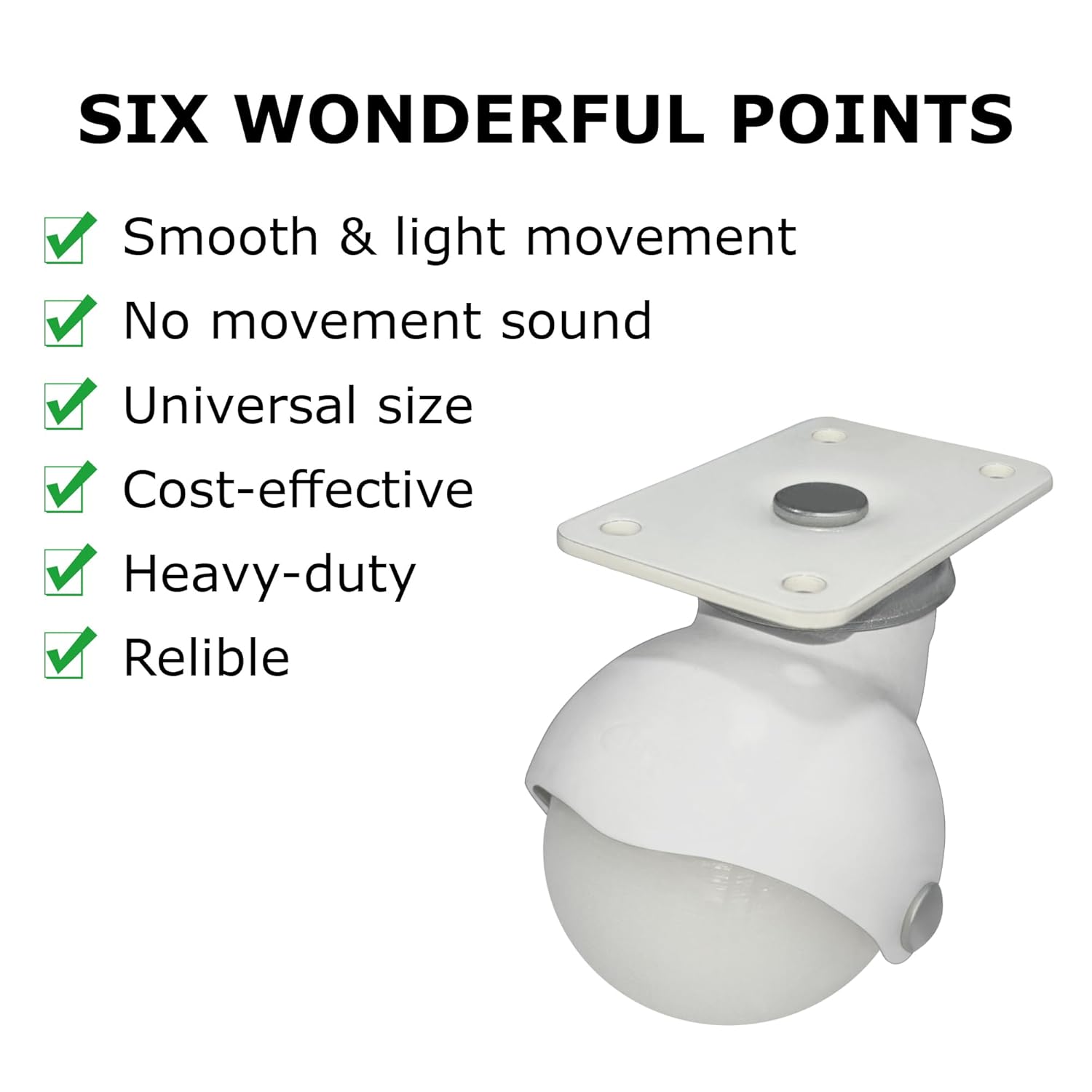 IMPEX - Royal Plate Type all Caster | Load Capacity 300KG | Set of 4 Ball Casters | Revolving Type - IMPEXMART
