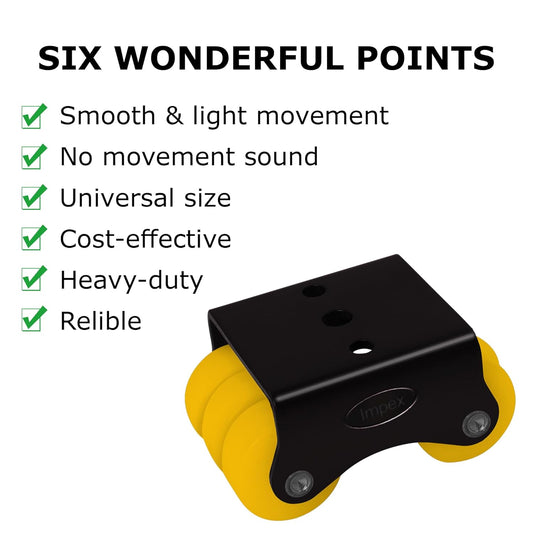 IMPEX Heavy Duty Six Wheel Caster Set – 300KG Load Capacity | Pack of 4 | For Trolleys, Furniture & Industrial Equipment - IMPEXMART