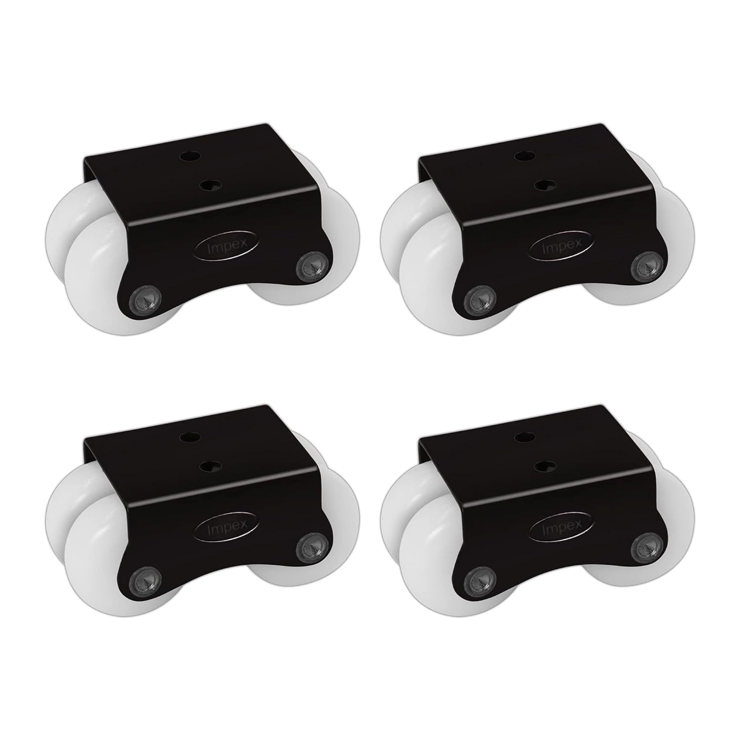IMPEX Heavy Duty Four Wheel Casters – 200KG Load Capacity | 4-Wheel Set | For Trolleys, Furniture & Industrial Use - IMPEXMART