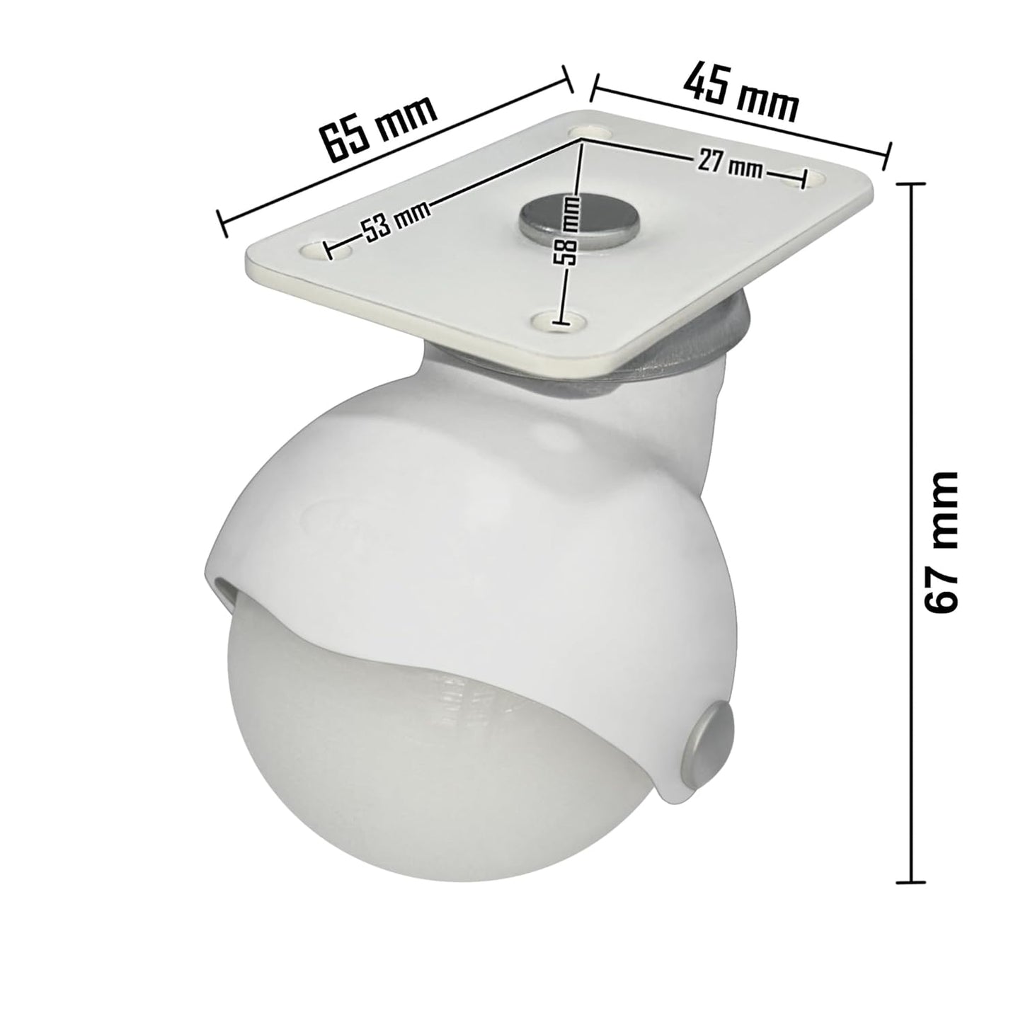 IMPEX - Royal Plate Type all Caster | Load Capacity 300KG | Set of 4 Ball Casters | Revolving Type - IMPEXMART
