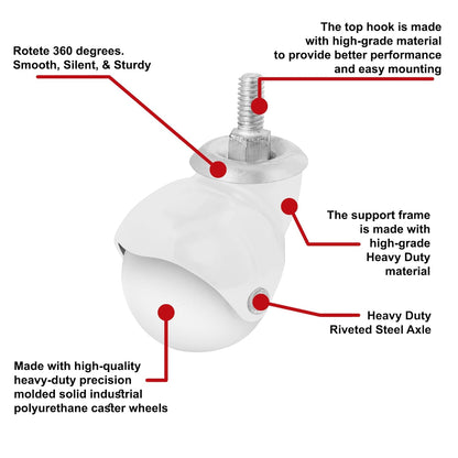 IMPEX Royal Thread Type Ball Casters – Revolving | 300KG Load Capacity | Set of 4 Heavy-Duty Wheels - IMPEXMART