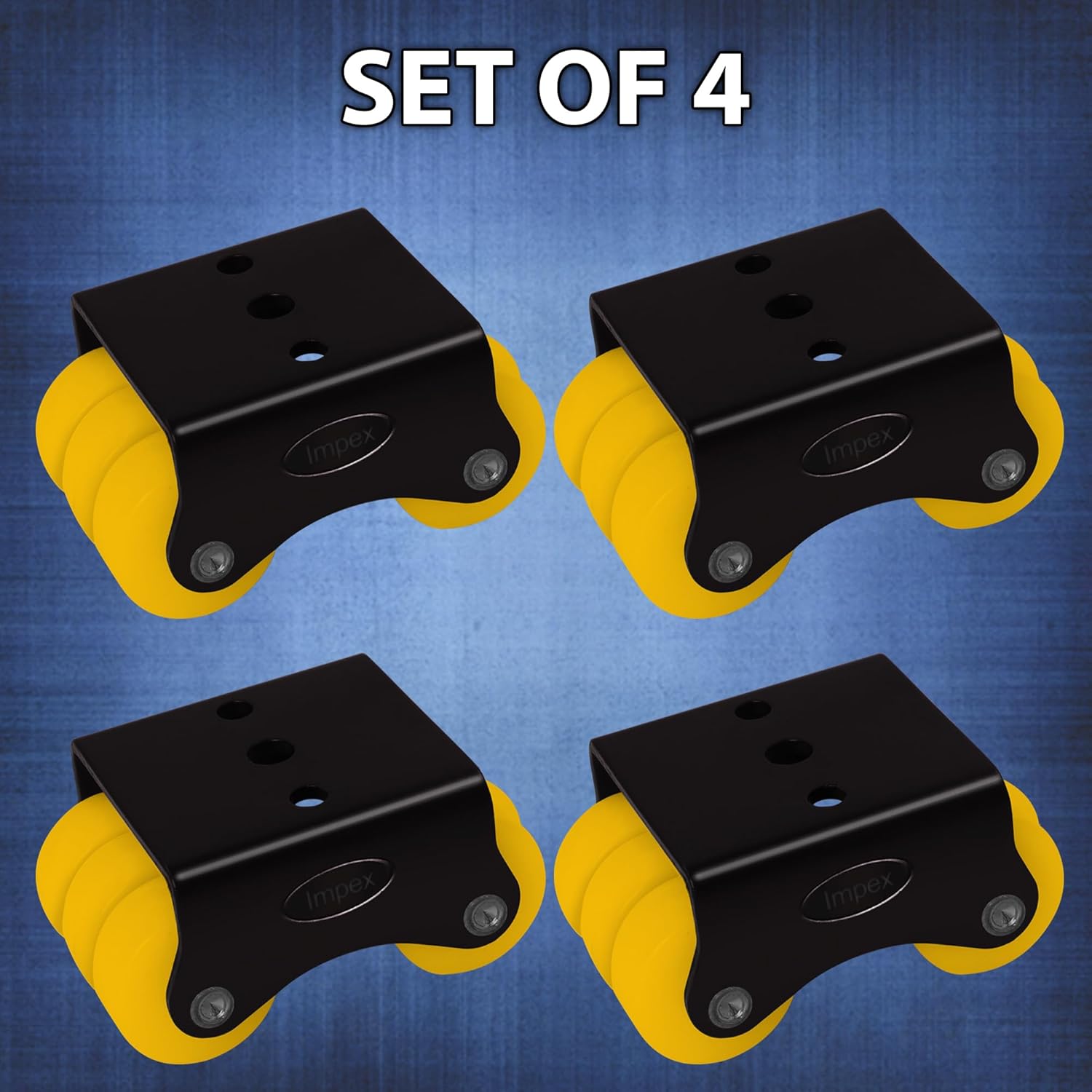 IMPEX Heavy Duty Six Wheel Caster Set – 300KG Load Capacity | Pack of 4 | For Trolleys, Furniture & Industrial Equipment - IMPEXMART
